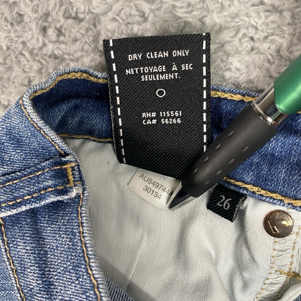 7 For All Mankind Skinny Ankle Jeans Size 26 Patches‎ Frayed Hem Medium Wash - Picture 16 of 16